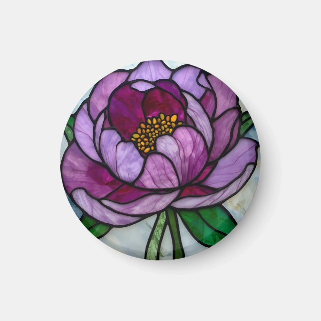 Imã Purple Peony Stained Glass (Frente)