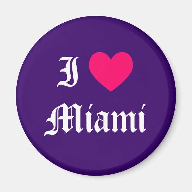 Imã Purple Pink and White I Love Miami (Frente)