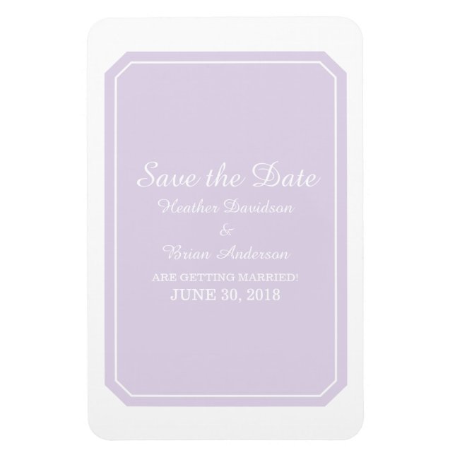 Ímã Purple Simplesmente Elegante Salve a Data (Vertical)