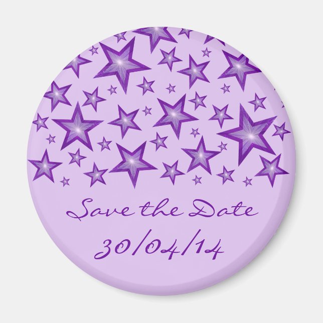 Imã Purple Stars 'Save the Date' pálido (Frente)