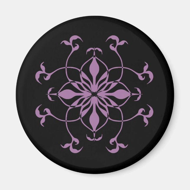 Imã Púrpura de flor gótica e preto (Frente)