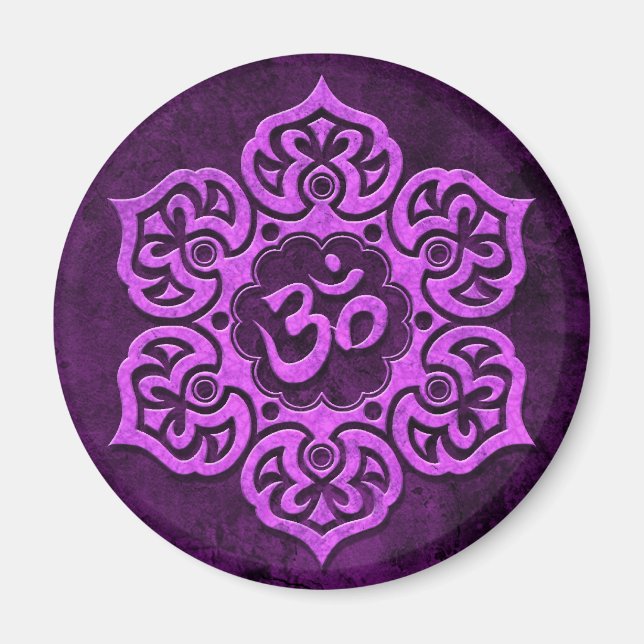 Imã Púrpura Pedra Floral Om (Frente)