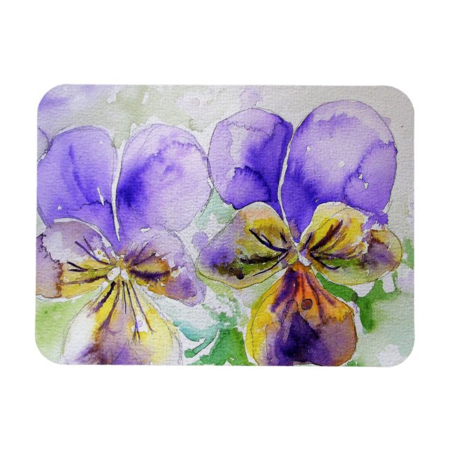 Ímã Púrpura Viola Flor Aquarela Magnética de Aniversár (Horizontal)