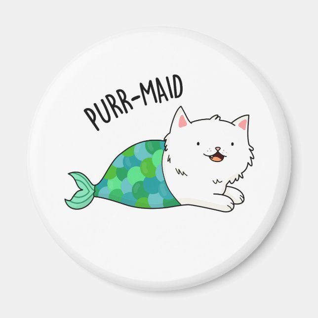 Imã Purr-Maid Gatinho Engraçado Gato Sereia Pun (Frente)