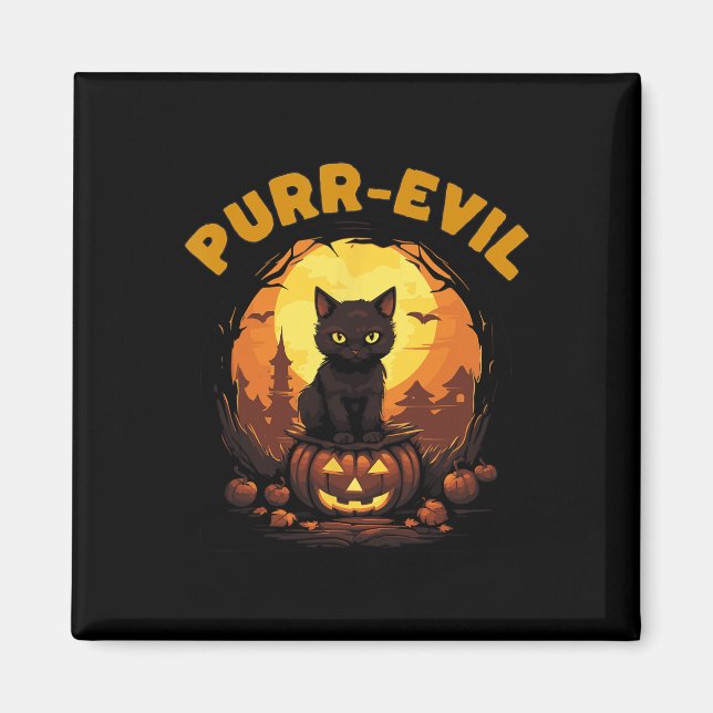 Imã Purr-Mau Haunted Cat Halloween (Frente)
