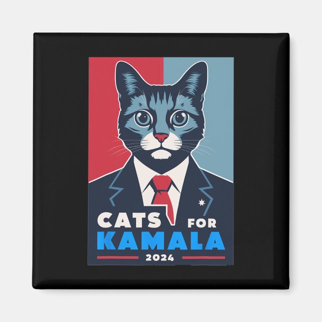 Imã Purrfect Cats For Kamala Harris 2024 Presidente (Frente)