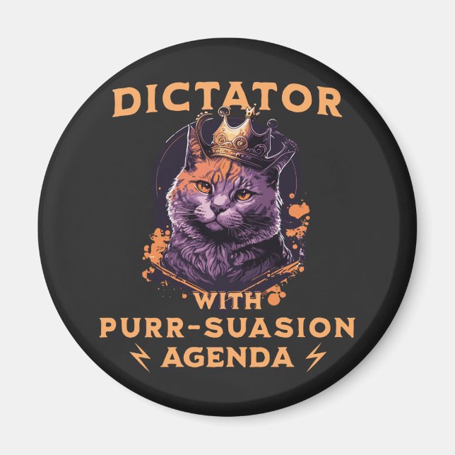 Imã Pursursion Agenda Engraçado King Cat (Frente)