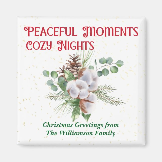 Imã Pussy Willow Catkin Bouquet Christmas (Frente)