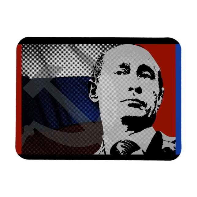 Ímã Putin com bandeira russa (Horizontal)