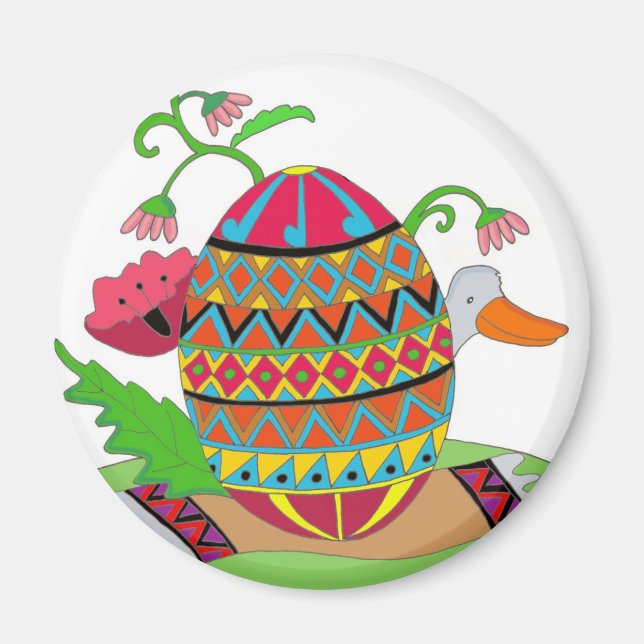 Imã Pysanka e Duck People Art (Frente)