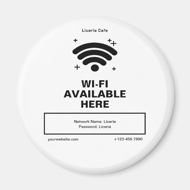 Imã Qr Code Business Name Detalhes mínimos do wifi (Frente)
