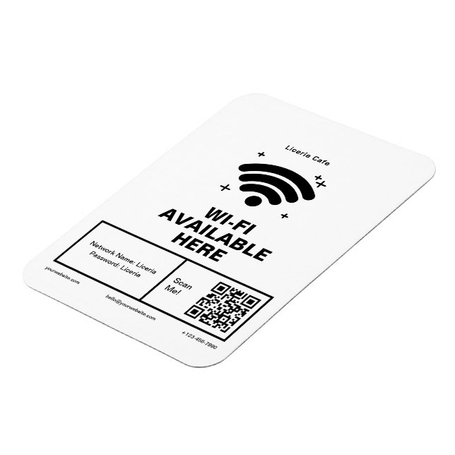 Ímã Qr Code Business Name Detalhes mínimos do wifi (Left Side)