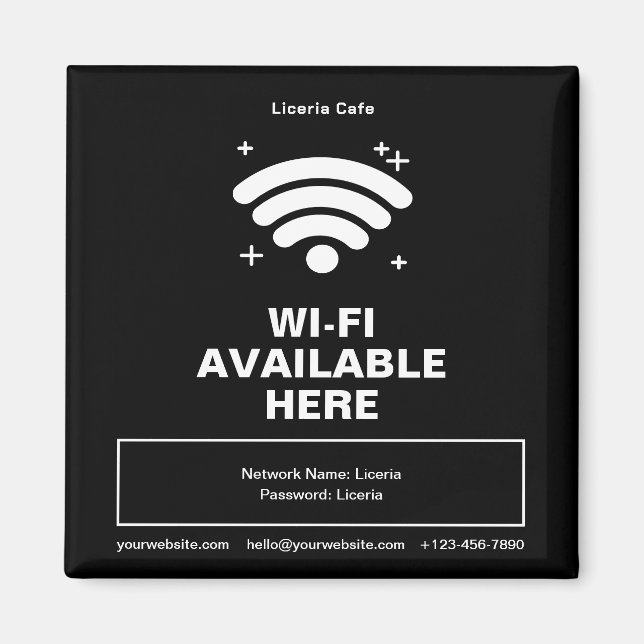 Imã Qr Code Business Name Detalhes mínimos do wifi (Frente)