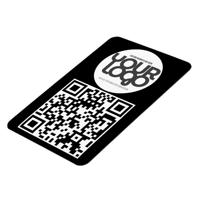 Ímã QR Code Customizable Modern Black Business Card (Left Side)