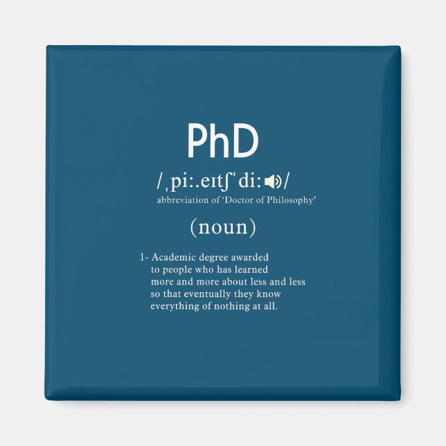 Imã quadrado de definição de phd engraçado (Frente)
