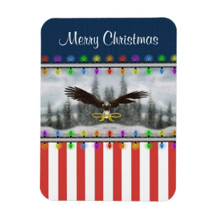 Ímã quadrado do Feliz Natal patriótico de Eagle