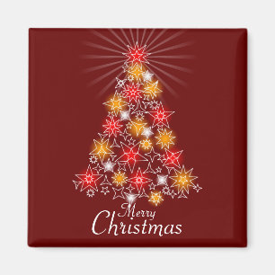 Imã Quadrado vermelho & Dourado da árvore de Natal da