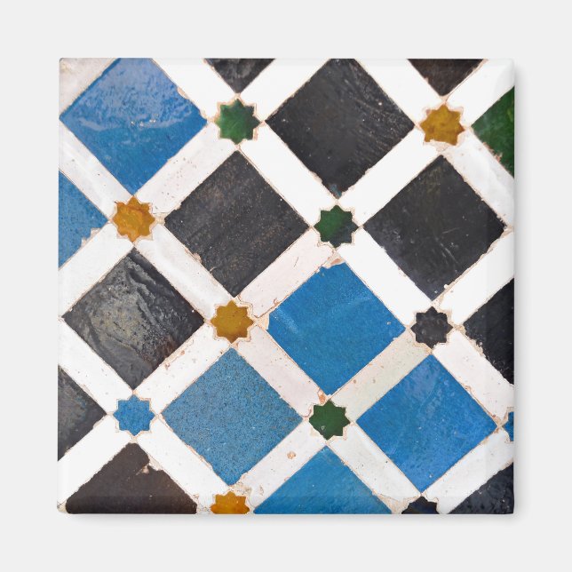 Imã Quadrados Brilhantes e Estrelas Mídia Mosaica (Frente)