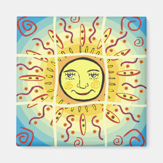 Imã Quadrados Solares Solares Sorridentes