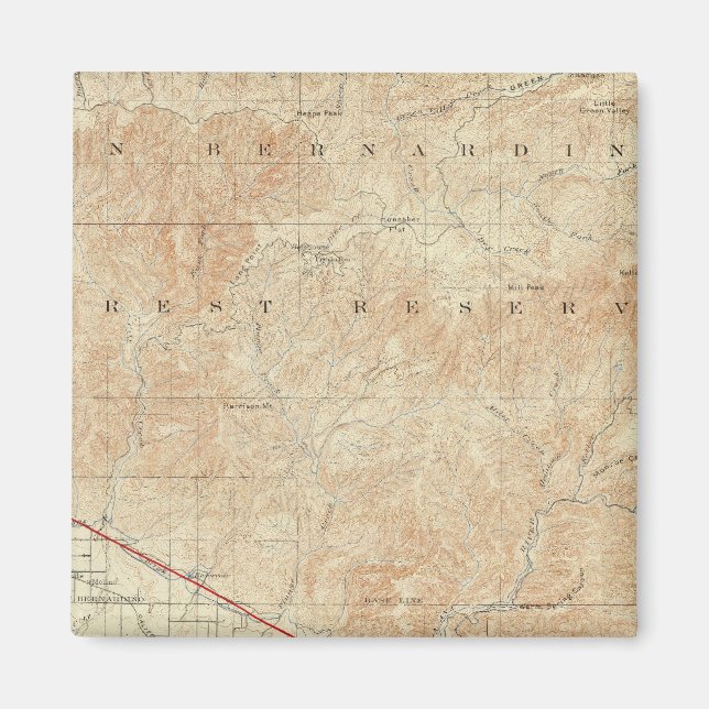 Imã Quadrângulo das Redlands mostrando San Andreas Rif (Frente)