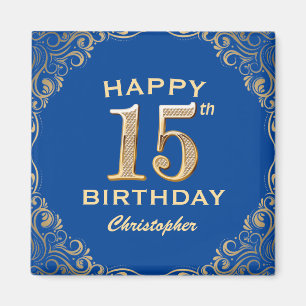 Imã Quadro azul-Festa de aniversário e brilhante Doura