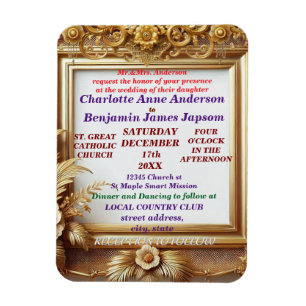 Ímã Quadro Botânico Floral do Ouro 3D