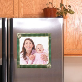 Imã Quadro de Antiguidade Verde Adicione Sua Foto Aqui