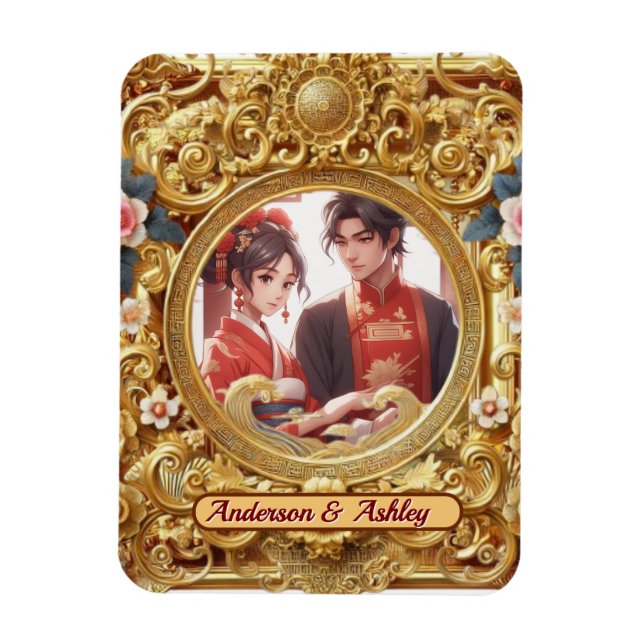 Ímã Quadro de esquadra chinês ouro Faux (Vertical)