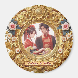 Imã Quadro de esquadra chinês ouro Faux