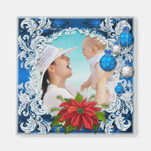 Imã Quadro de Fotografias de Natal Azul