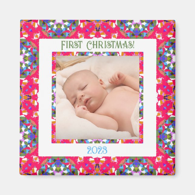 Imã Quadro de Fotografias de Natal Festivas Personaliz (Frente)
