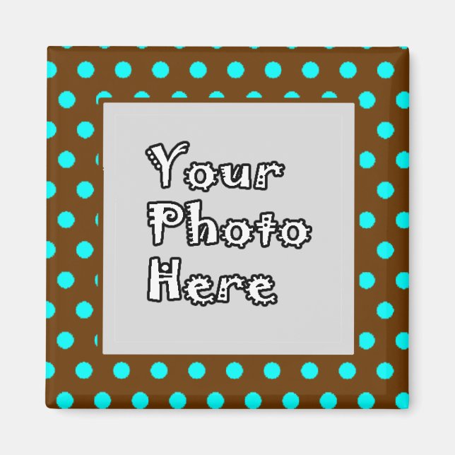 Imã Quadro de Fotografias do Brown Aqua Bolinhas (Frente)