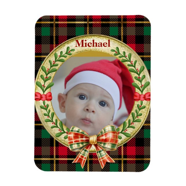 Ímã Quadro de imagem personalizado e coroa de Natal (Vertical)