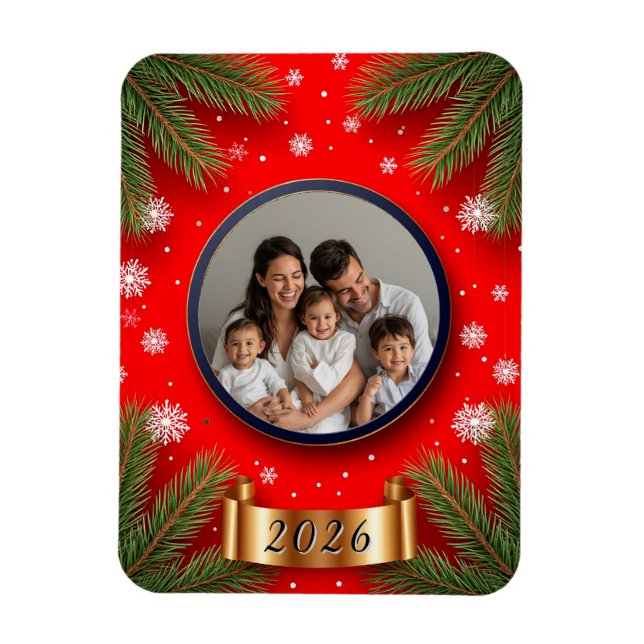 Ímã Quadro de Natal Festivo com Ramificações de Pinhei (Vertical)