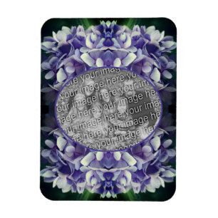 Ímã Quadro de Petais da Hydrangea Azul Adicionar Sua F