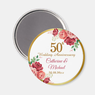 Imã Quadro Dourado de Aniversário de 50 Anos de Casame