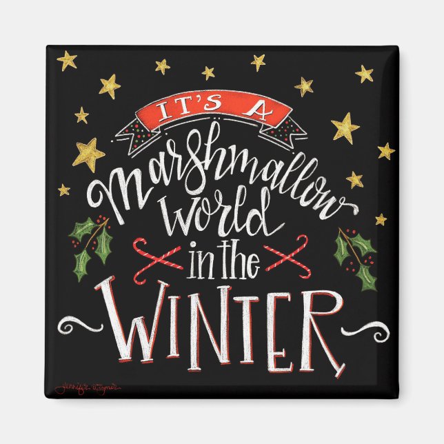 Imã Quadro Festivo Festivo do Marshmallow (Frente)