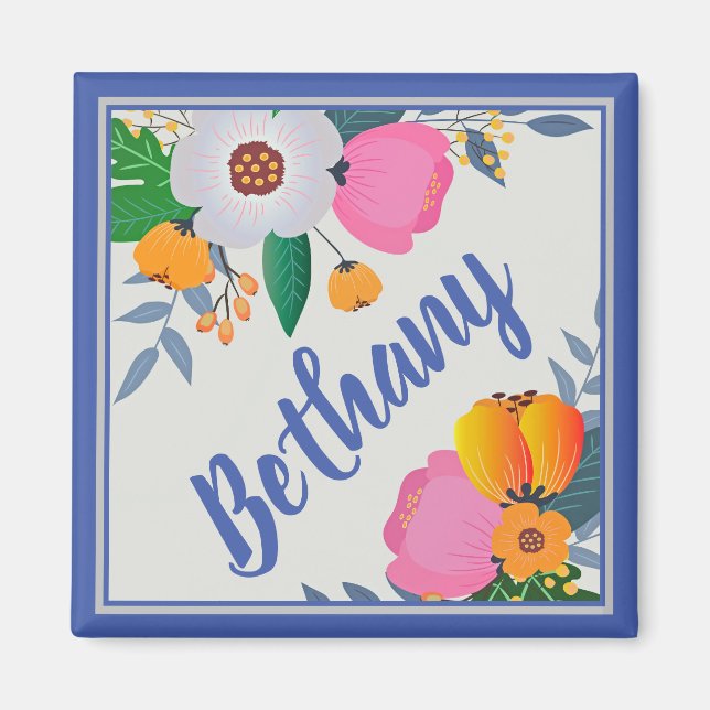 Imã Quadro Floral bonito Personalizado (Frente)