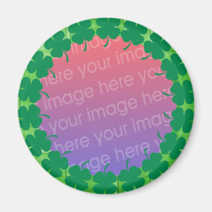 Imã quadro fotográfico de trevo de folha da xadrez 4 