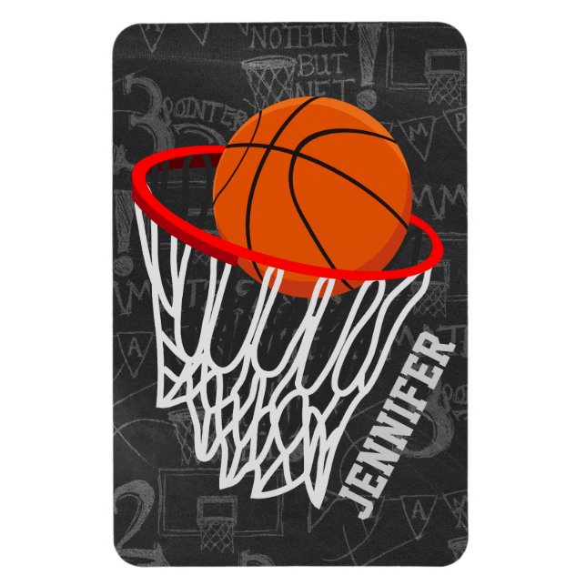 Ímã Quadro Personalizado de Basquete e Hoop (Vertical)