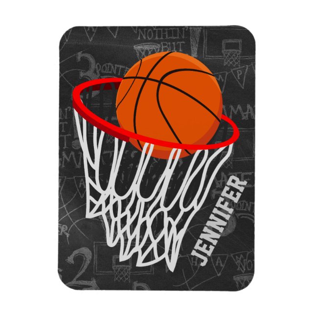 Ímã Quadro Personalizado de Basquete e Hoop (Vertical)