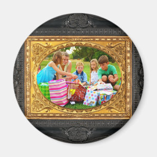 Imã Quadro preto & Dourado - adicione sua foto!