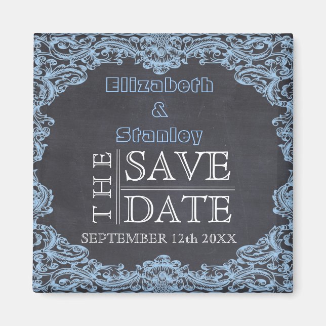 Imã Quadro vintage e quadro de giz casamento Save the  (Frente)
