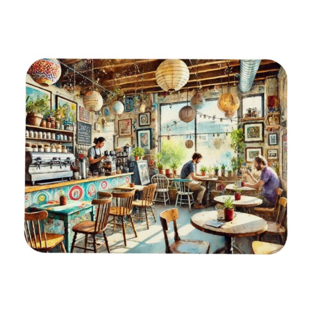 Ímã Quaint Artística Coffeeshop em Austin Texas (Horizontal)