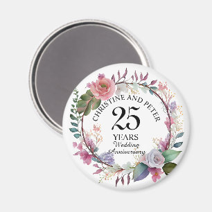 Imã Qualquer Aniversário Floral Elegante De Casamento