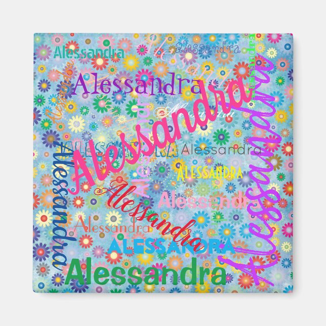 Imã Qualquer Colagem de Nome com o Magnet Flores (Frente)