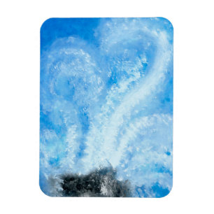 Ímã Quando as ondas do oceano caem sobre a aquarela da