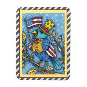 ÍMÃ QUARTO DE JULHO BLUEBIRD TWEET, FLAG FLAG AMERICAN