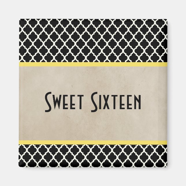 Imã Quatrefoil Chic Amarelo Doce 16 Magnet (Frente)