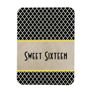 Ímã Quatrefoil Chic Sweet 16 Magnet, Amarelo